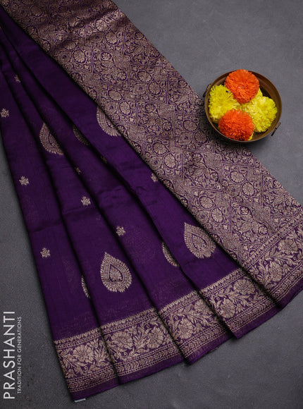 Violet Banarasi Semi Raw Silk Saree