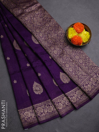 Violet Banarasi Semi Raw Silk Saree
