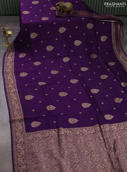 Violet Banarasi Semi Raw Silk Saree
