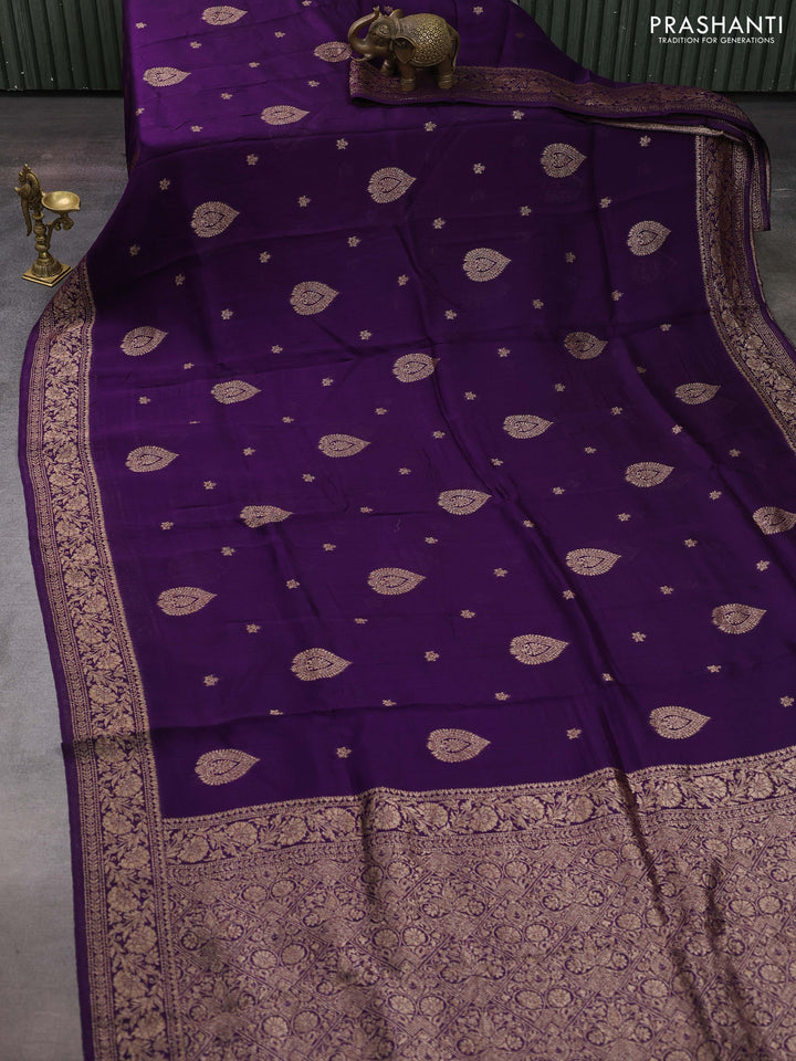 Violet Banarasi Semi Raw Silk Saree