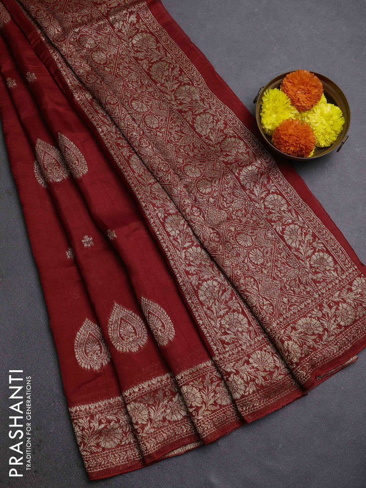 Rustic Orange Banarasi Semi Raw Silk Saree