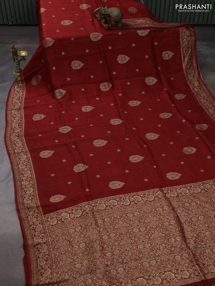 Rustic Orange Banarasi Semi Raw Silk Saree