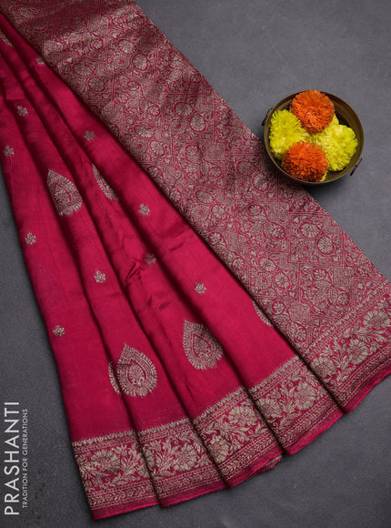 Candy Pink Banarasi Semi Raw Silk Saree