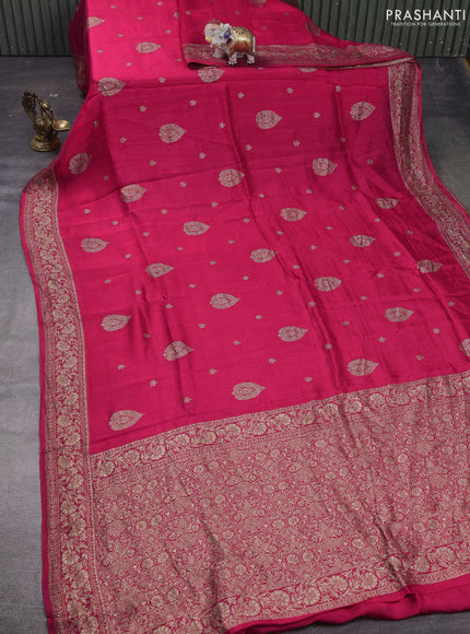 Candy Pink Banarasi Semi Raw Silk Saree