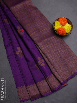 Violet Banarasi Semi Raw Silk Saree