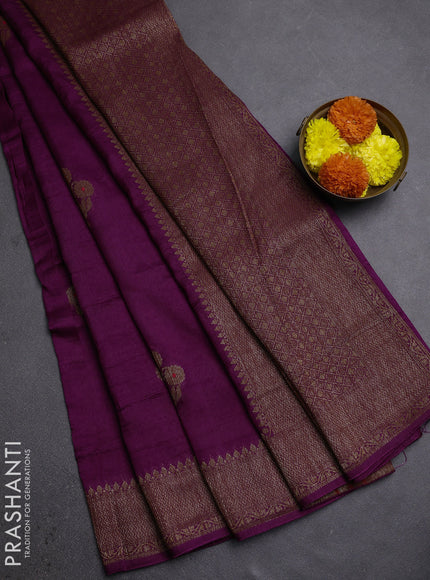 Purple Banarasi Semi Raw Silk Saree