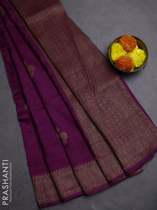 Purple Banarasi Semi Raw Silk Saree