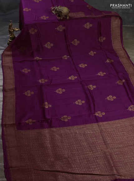 Purple Banarasi Semi Raw Silk Saree