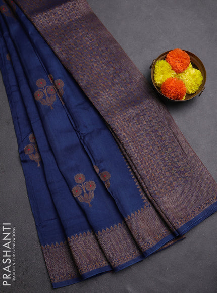 Blue Banarasi Semi Raw Silk Saree