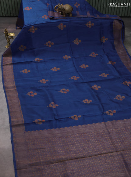 Blue Banarasi Semi Raw Silk Saree