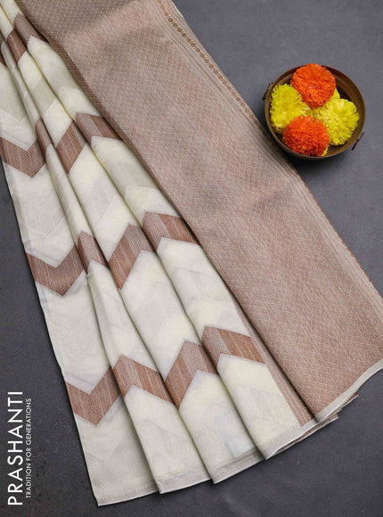 Cream Banarasi Semi Raw Silk Saree