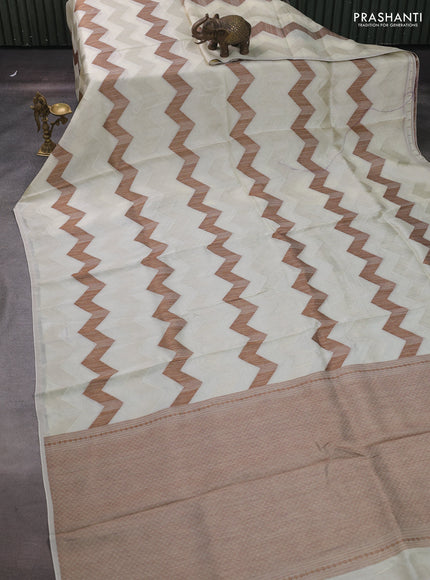 Cream Banarasi Semi Raw Silk Saree