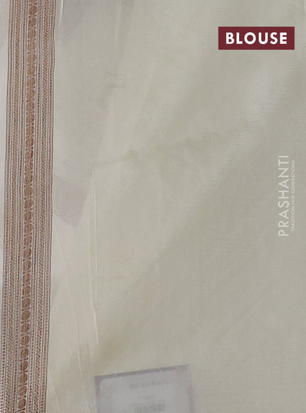 Cream Banarasi Semi Raw Silk Saree