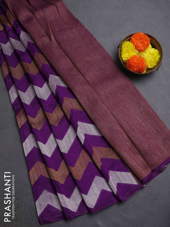 Violet Banarasi Semi Raw Silk Saree