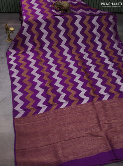 Violet Banarasi Semi Raw Silk Saree