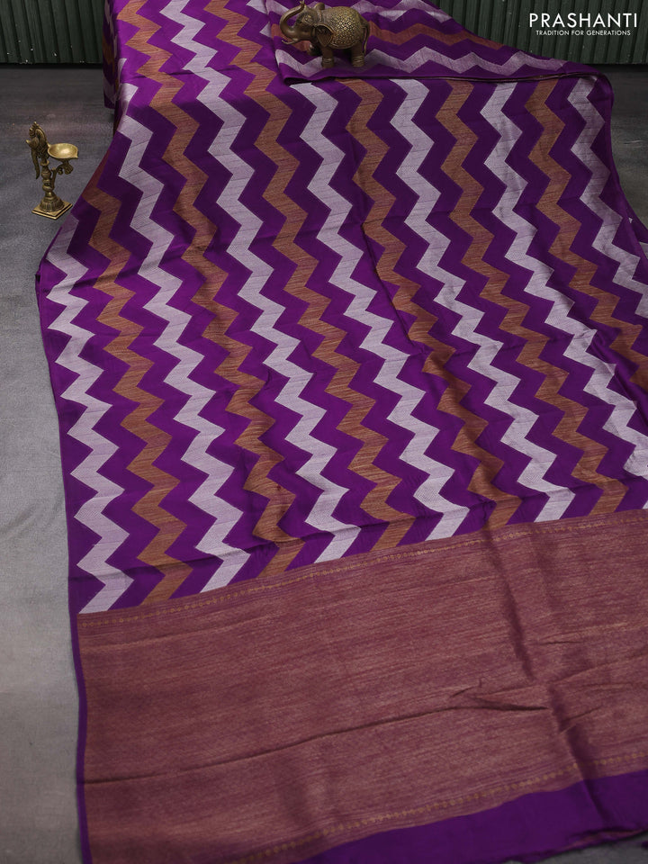 Violet Banarasi Semi Raw Silk Saree