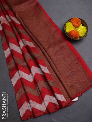 Red Banarasi Semi Raw Silk Saree