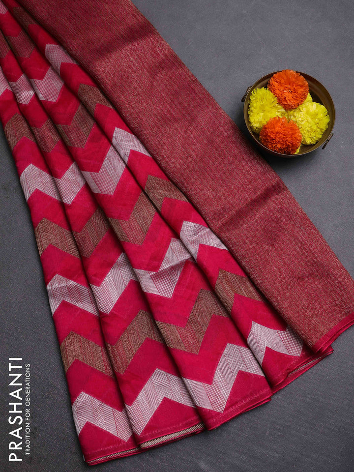 Pink Banarasi Semi Raw Silk Saree