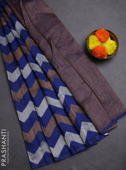 Blue Banarasi Semi Raw Silk Saree