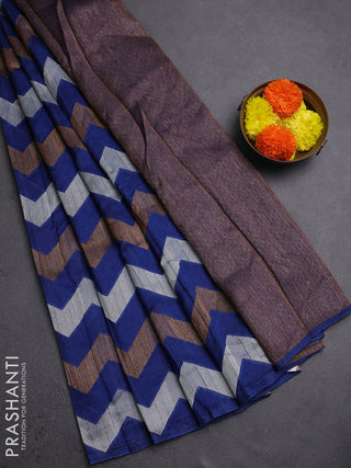 Blue Banarasi Semi Raw Silk Saree
