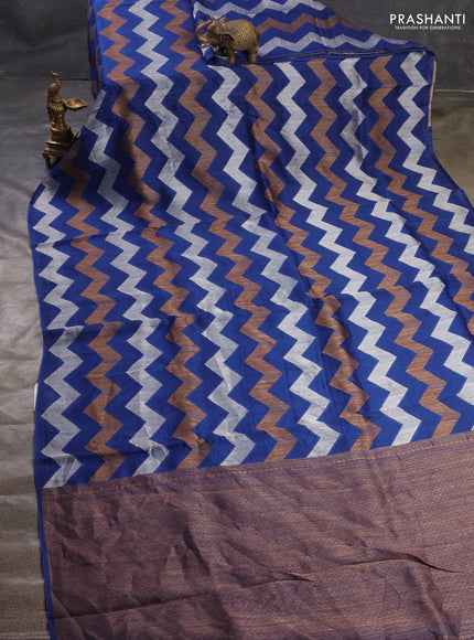 Blue Banarasi Semi Raw Silk Saree
