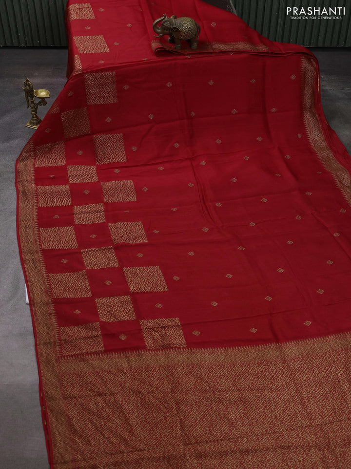 Red Banarasi Semi Raw Silk Saree