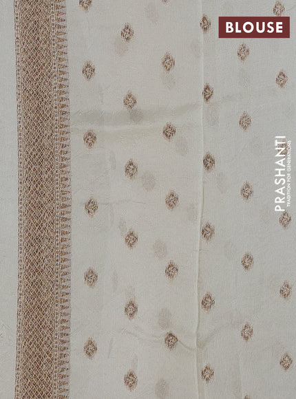 Cream Banarasi Semi Raw Silk Saree