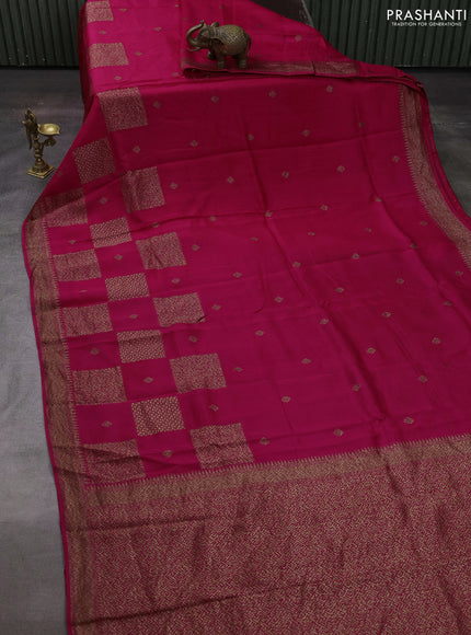 Candy Pink Banarasi Semi Raw Silk Saree