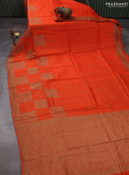 Orange Banarasi Semi Raw Silk Saree