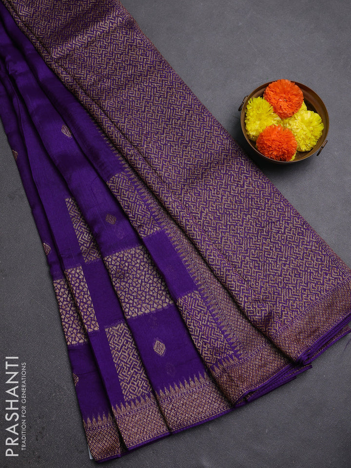 Violet Banarasi Semi Raw Silk Saree