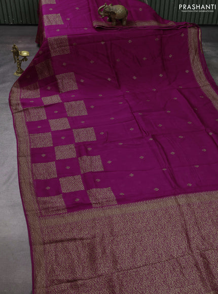 Wine Banarasi Semi Raw Silk Saree