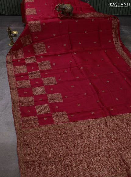 Red Banarasi Semi Raw Silk Saree
