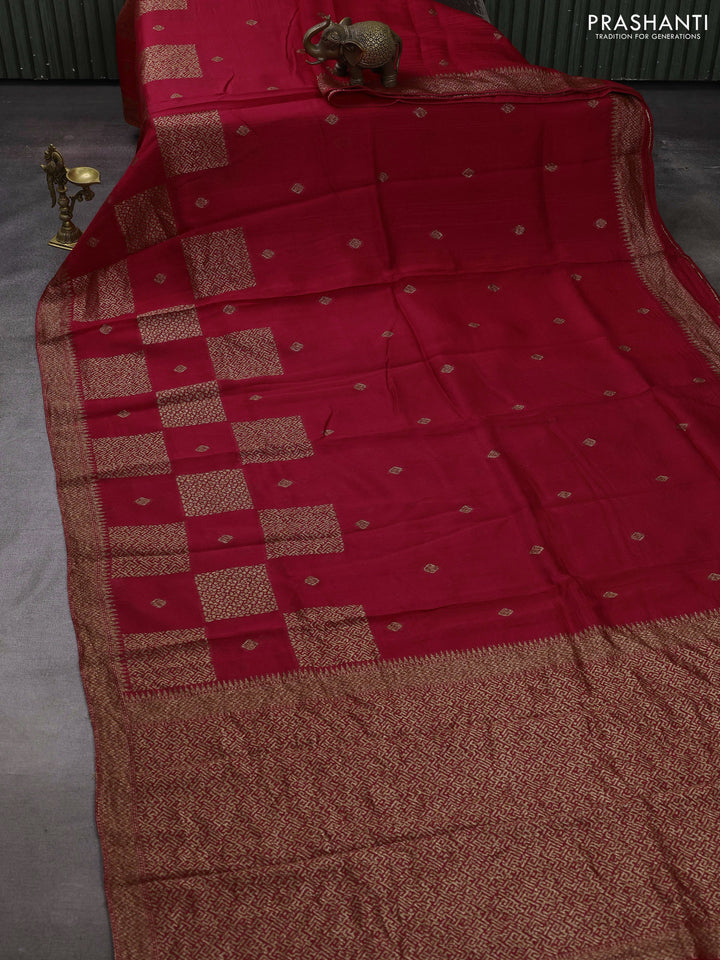 Red Banarasi Semi Raw Silk Saree