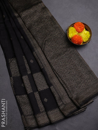 Black Banarasi Semi Raw Silk Saree