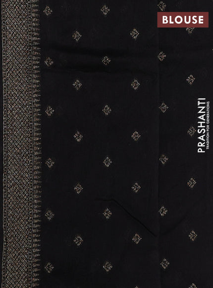 Black Banarasi Semi Raw Silk Saree