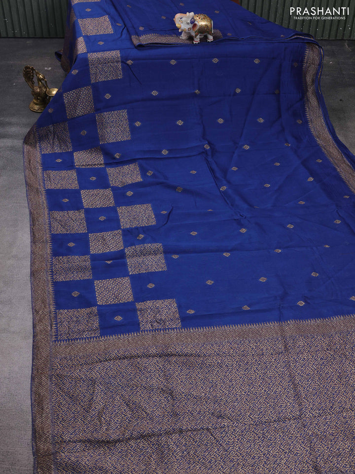 Blue Banarasi Semi Raw Silk Saree