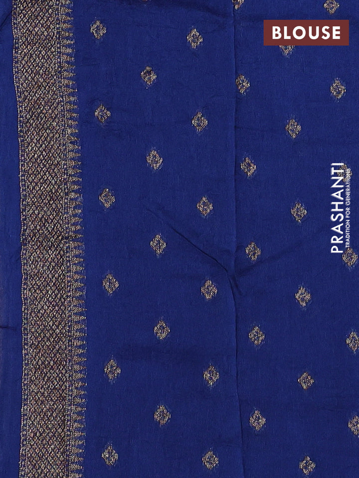 Blue Banarasi Semi Raw Silk Saree