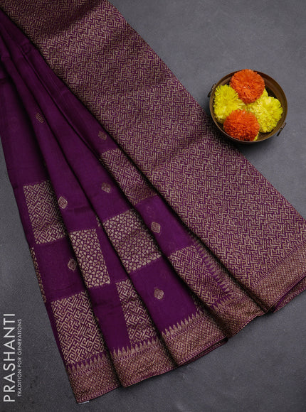 Purple Banarasi Semi Raw Silk Saree