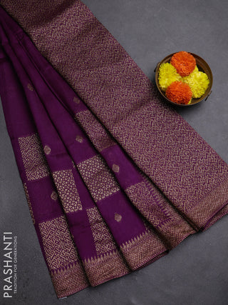 Purple Banarasi Semi Raw Silk Saree