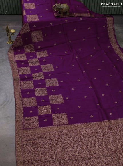 Purple Banarasi Semi Raw Silk Saree