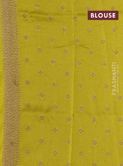 Lime Green Banarasi Semi Raw Silk Saree