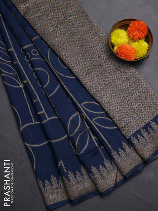 Peacock Blue Banarasi Semi Raw Silk Saree