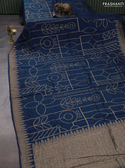 Peacock Blue Banarasi Semi Raw Silk Saree