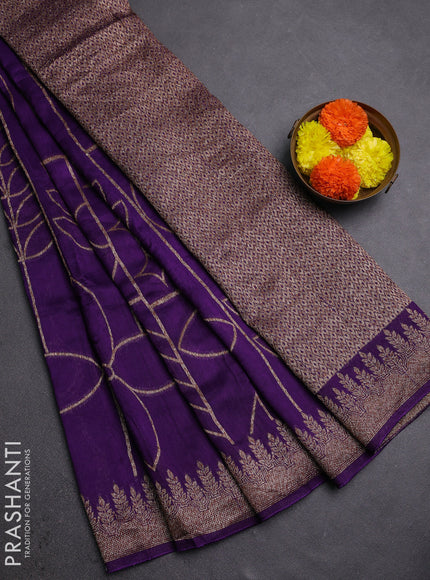 Violet Banarasi Semi Raw Silk Saree