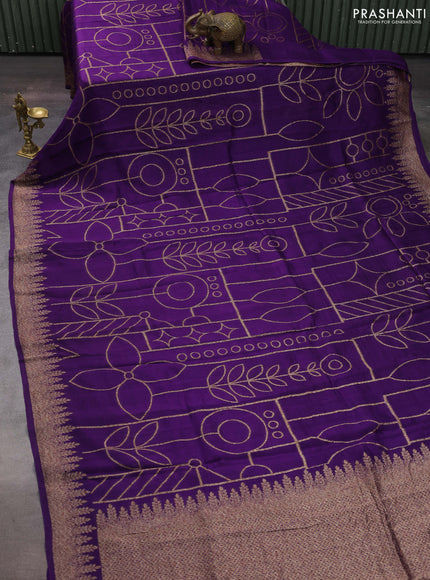 Violet Banarasi Semi Raw Silk Saree