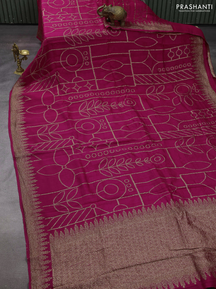Pink Banarasi Semi Raw Silk Saree