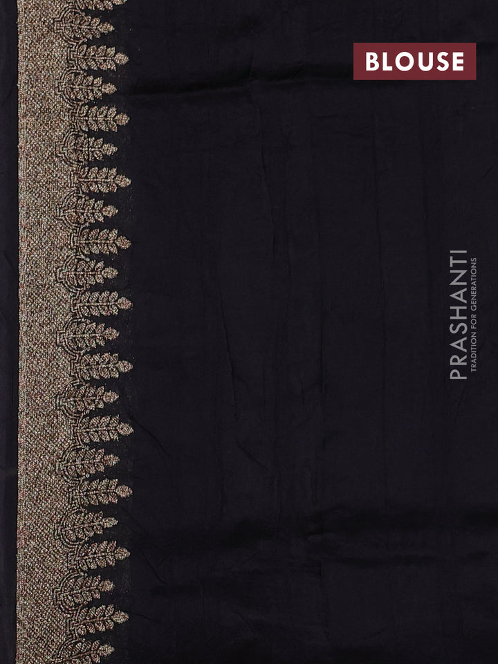 Black Banarasi Semi Raw Silk Saree