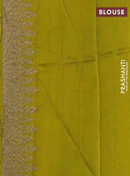 Lime Green Banarasi Semi Raw Silk Saree