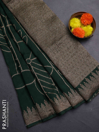 Bottle Green Banarasi Semi Raw Silk Saree