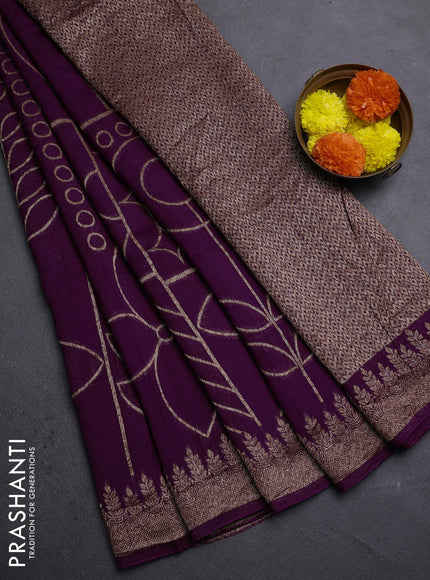 Purple Banarasi Semi Raw Silk Saree